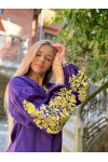 Purple embroidered shirt Tree of life